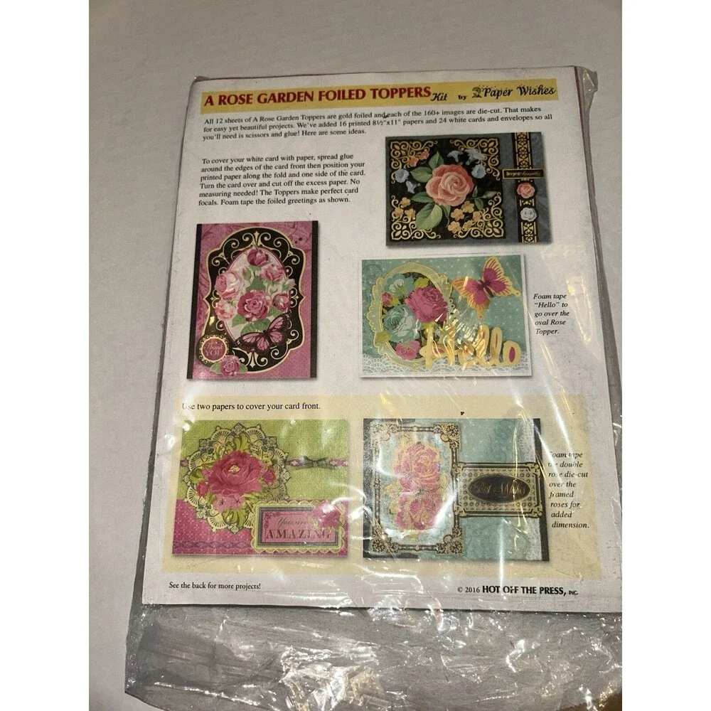 Paper Wishes Rose Garden Foiled Toppers Greeting Card Making Kit